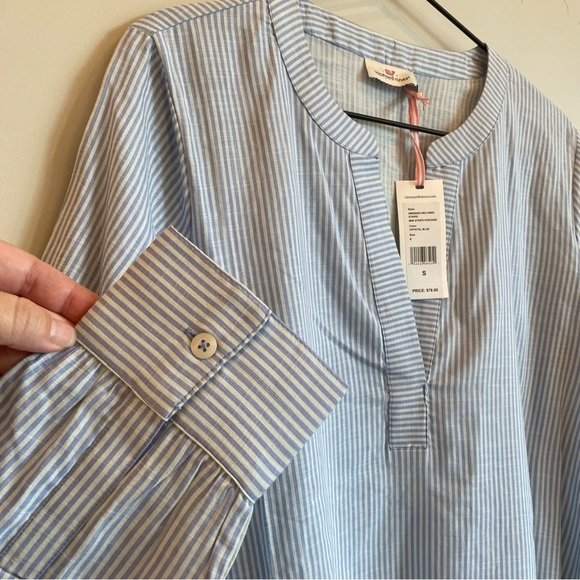 VINEYARD VINES Mini Crystal Blue Stripe Popover Dress Shirt - Picture 4 of 7